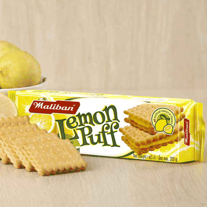 Maliban Lemon Puff Biscuits with Lemon Cream 200g (Pack of 3)